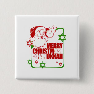 Santa Christmukkah 2 Inch Square Button