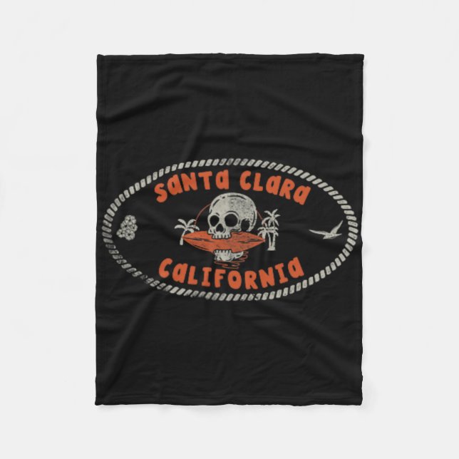 Santa Clara California Ca Retro Surfer Front And C Fleece Blanket (Front)