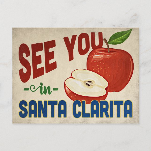 Santa Clarita California Apple - Vintage Travel Postcard (Front)