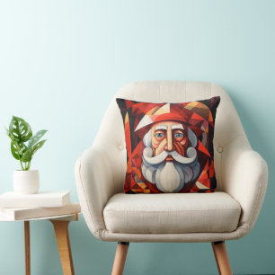 Santa Claus Abstract Art Throw Pillow