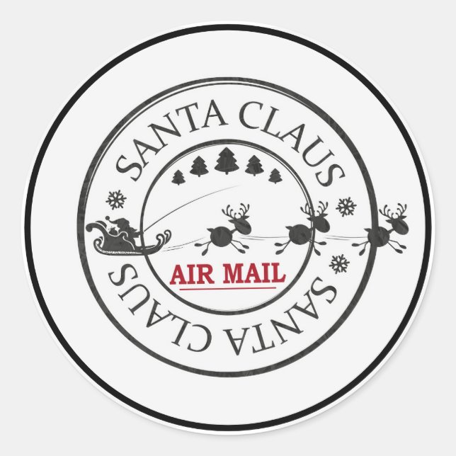 Santa Claus Air Mail Delivery  Classic Round Sticker (Front)