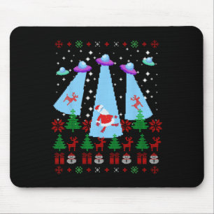 Santa Claus Alien Invasion Xmas Space Ufo Ugly Chr Mouse Pad