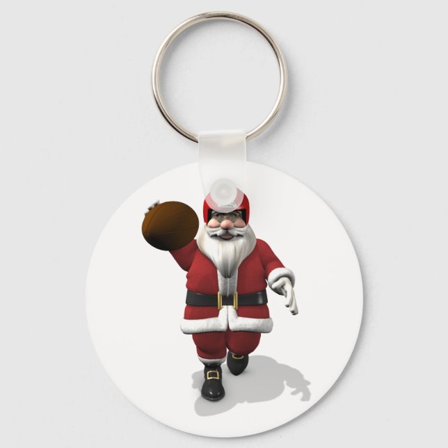 Santa Claus American Football Player Keychain (Front)