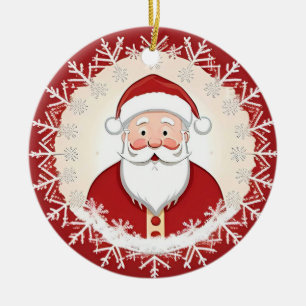 Santa Claus Amidst Snowflakes Ceramic Ornament