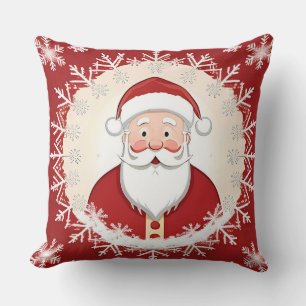 Santa Claus Amidst Snowflakes Throw Pillow