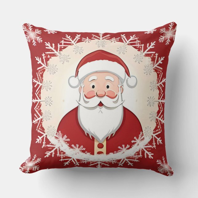 Santa Claus Amidst Snowflakes Throw Pillow (Front)
