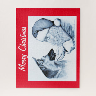 Santa Claus And A German Shepherd Jigsaw Puzzle
