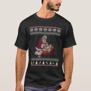 Santa Claus And Baby Jesus Nativity Manger Christm T-Shirt
