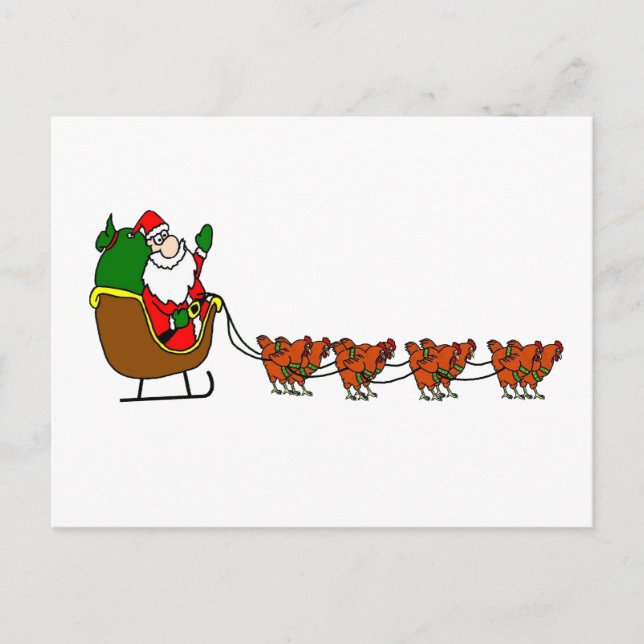 Santa Claus and chicken Reindeer Holiday Postcard (Front)