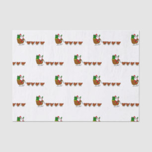 Santa Claus And Chickens Tissue Paper