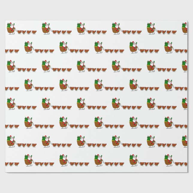 Santa Claus And Chickens Wrapping Paper (Flat)