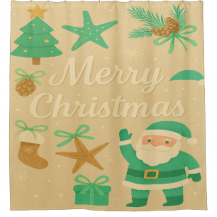 Santa Claus and Christmas Motifs Shower Curtain