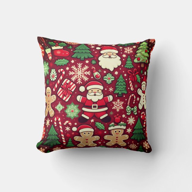 Santa Claus and Christmas ornament Throw Pillow (Front)
