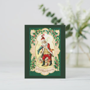 Santa claus and christmas vintage art holiday postcard