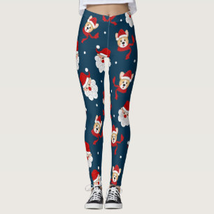 Santa Claus and Corgi Pattern Leggings