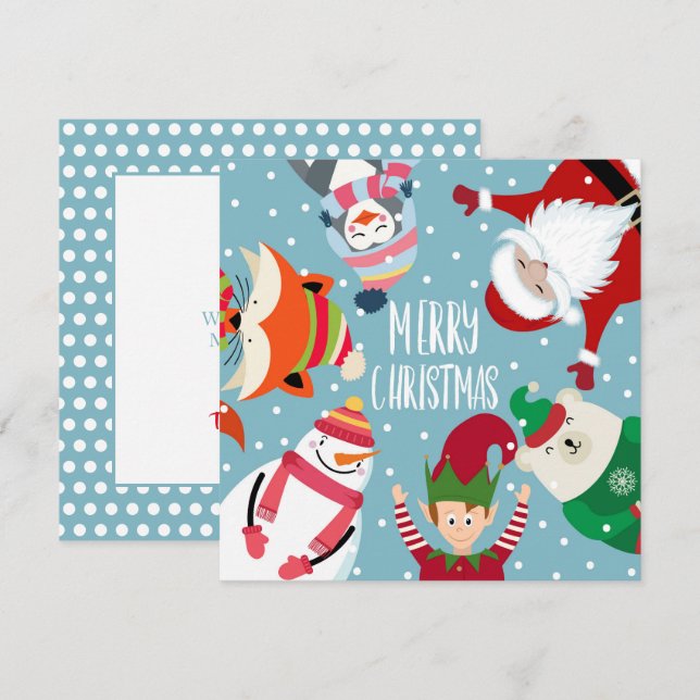 Santa Claus and Friends Flat Christmas Card (Front/Back)
