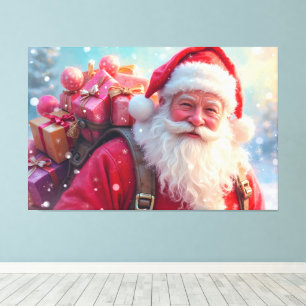 Santa Claus and Gifts Canvas Print