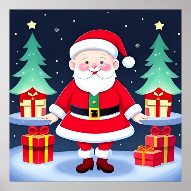 Santa Claus and Gifts Poster (Front)