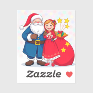 Santa Claus and Girl with a Gift Bag