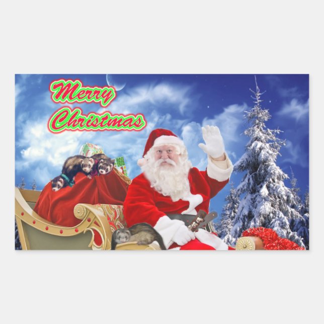 Santa Claus and His Ferrets Holiday Stickers (Front)