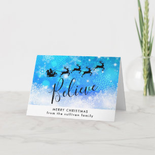 Santa Claus and his Flying Reindeer - Believe Card