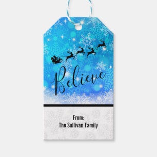 Santa Claus and his Flying Reindeer - Believe Gift Tags