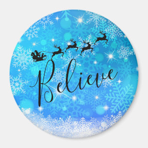 Santa Claus and his Flying Reindeer - Believe Magnet