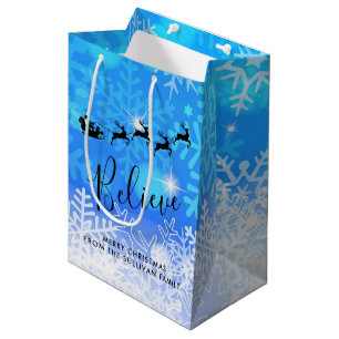 Santa Claus and his Flying Reindeer - Believe Medium Gift Bag