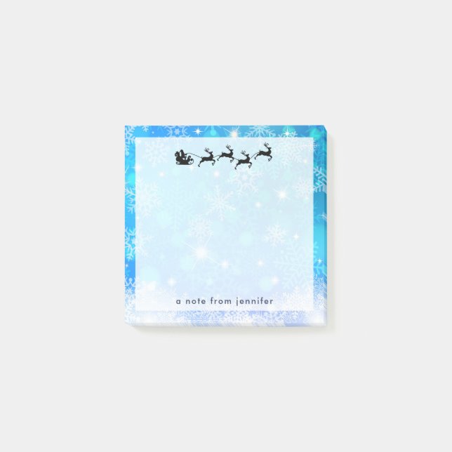 Santa Claus and his Flying Reindeer Christmas Post-it Notes (Front)