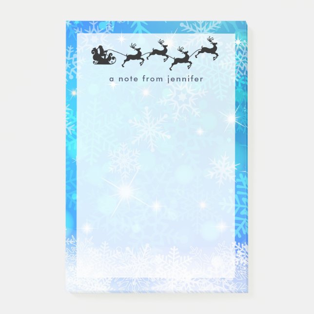 Santa Claus and his Flying Reindeer Christmas Post-it Notes (Front)