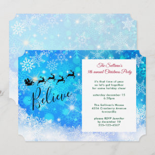 Santa Claus and his Flying Reindeer - Party Invitation