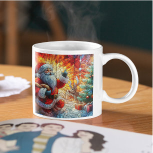 Santa Claus and His Reindeer Bearing Gifts Two-Tone Coffee Mug