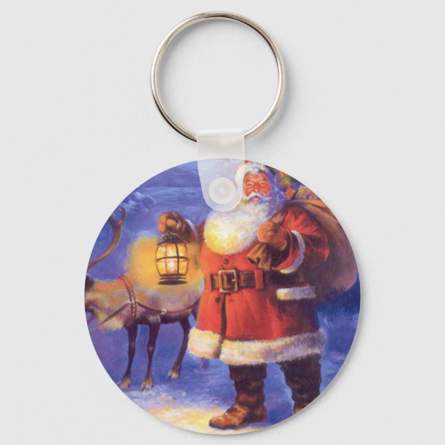 Santa Claus and his reindeer Keychain (Front)
