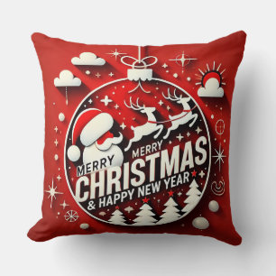 Santa Claus and Holiday Decor Throw Pillow