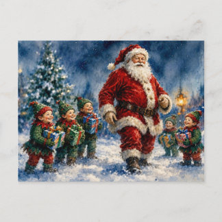 Santa Claus and Joyful Christmas Elves, Postcard