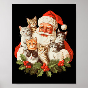 Santa Claus And Kittens Cats Christmas  Poster