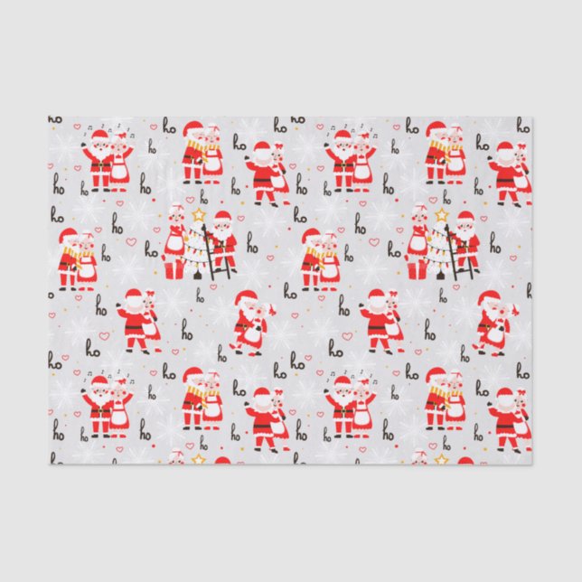 Santa Claus and Mrs. Claus Christmas Dance Tissue Paper (Front)