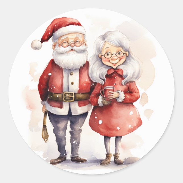 Santa Claus and Mrs. Claus Christmas Stickers (Front)