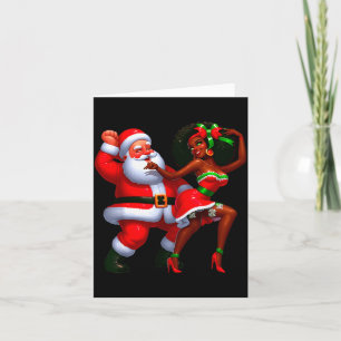 Santa Claus And Mrs Claus Dancing Melanin Christma Card