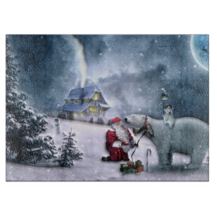 Santa Claus and Polar Bear Cutting Board