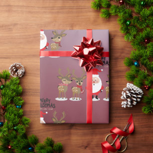 Santa Claus and Reindeer - Christmas Cute Wrapping Paper