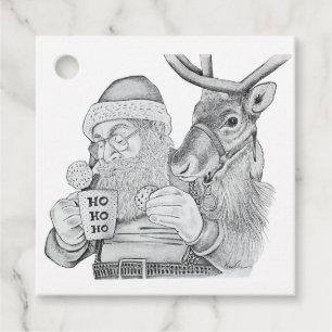 Santa Claus and Reindeer Favour Tags
