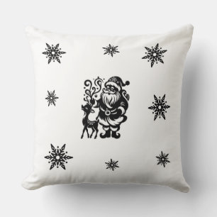  Santa Claus and Reindeer for  Cozy Winter vibes  Throw Pillow
