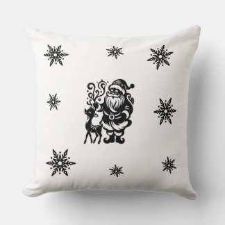  Santa Claus and Reindeer for  Cozy Winter vibes  Throw Pillow