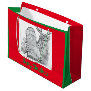 Santa Claus and Reindeer Large Gift Bag