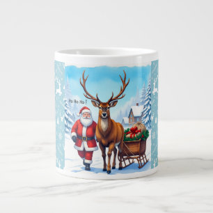 Santa Claus and Reindeer's Christmas Journey Large Coffee Mug