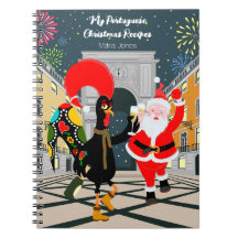 Santa Claus and Rooster Champagne Toast to New Yea