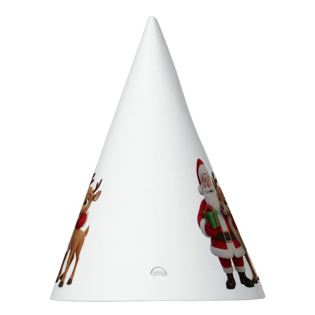 Santa Claus and Rudolph Cartoon Party Hat (Right)