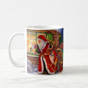 Santa claus and rudolph coffee mug