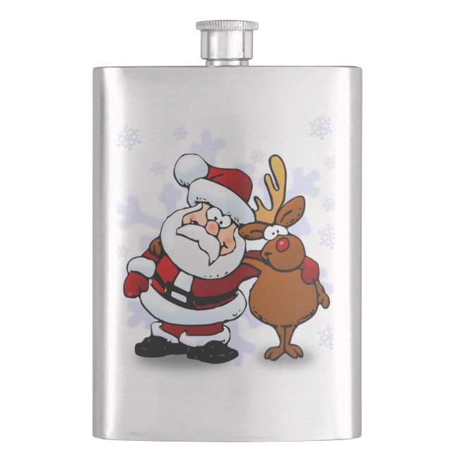 SANTA CLAUS AND RUDOLPH HIP FLASK (Front)